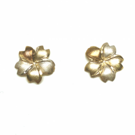 PENDIENTES ORO 18KT FLOR TRICOLOR 7-9-12MM P.PRESION