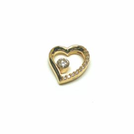 COLGANTE ORO 18KT Y BRILLANTES CORAZON (H-SI) 2P 0,007KT 10P 0,05KT 1P 0,15KT PESO 1,80G D11X10MM