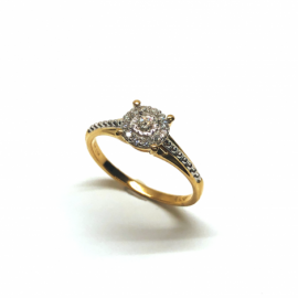 ANILLO ORO 18KT Y BRILLANTES H-SI2 12P 0,11KT 1P 0,05KT PESO 2,55G