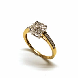 ANILLO ORO 18KT Y BRILLANTES H-VS 12P 0,078KT 19P 0,124KT PESO 2,50G