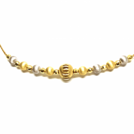 GARGANTILLA ORO 18KT BOLAS BICOLOR 10MM Y 6MM 45CM PESO 5,75G