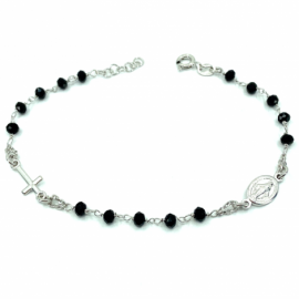 PULSERA PLATA ROSARIO CON CIRCONITAS