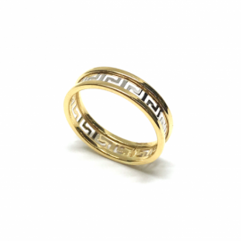 ANILLO ORO 18KT GRECA BICOLOR D5MM PESO G1,95