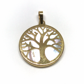 COLGANTE ORO 18KT ARBOL DE LA VIDA NACAR D20MM PESO G2,05