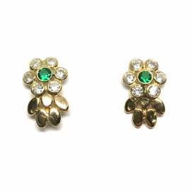 PENDIENTES ORO 18KT FLOR CIRCONITAS P.CATALAN D16X10MM PESO G1,90