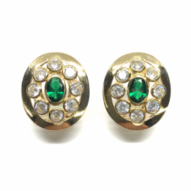 PENDIENTES ORO 18KT OVALO CIRCONITAS OMEGA D16X14MM PESO G3,20