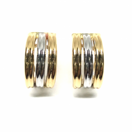 PENDIENTE ORO 18KT BICOLOR SEMIARO OMEGA D16X8,5MM PESO G2,50