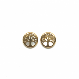 PENDIENTES ORO 18KT ARBOL DE LA VIDA NACAR D8MM PESO G0,85