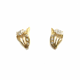 PENDIENTES ORO 18KT FLOR CIRCONITAS D11,5X7MM PESO G1,75