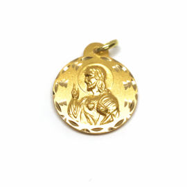 MEDALLA ORO 18KT ESCAPULARIO CORAZON DE JESUS VIRGEN DEL CARMEN PESO G2,05 D19MM