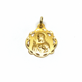 MEDALLA ORO 18KT CORAZON DE JESUS, PESO 1,6G, DIAMETRO 16MM