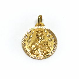 MEDALLA ORO 18KT VIRGEN DEL CARMEN PESO G2,6, DIAMETRO 20MM