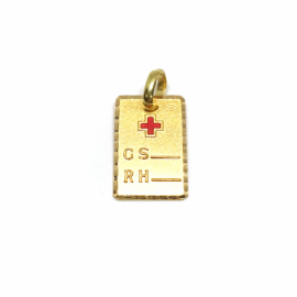 MEDALLA ORO 18KT PLACA GRUPO SANGUINEO PESO G1,2 DIMENSIONES 10X16MM