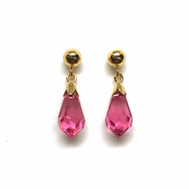 PENDIENTES ORO 18KT LAGRIMA PIEDRA  PESO G1,4 LARGO 20MM