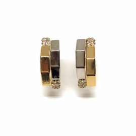 PENDIENTES ORO 18KT BICOLOR CIRCONITAS PESO G2,01 D6X17MM