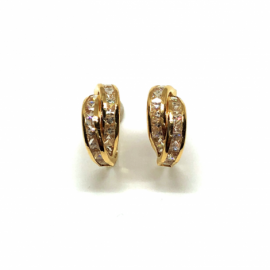 PENDIENTE ORO 18KT DOBLE ARCO CON CIRCONITAS PESO G2,05 D5X12MM