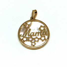 COLGANTE ORO 18KT Y NACAR MAMA PESO G1,8 D20MM