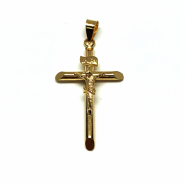 CRUZ ORO 18KT TUBO CHAFLAN CON CRISTO PESO G0,75 D16X25MM