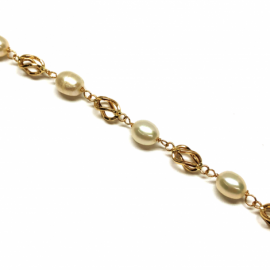 PULSERA ORO 18KT PERLA NATURAL-CANASTILLA 19CM D5MM PESO G3,90