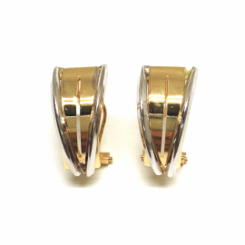 PENDIENTE ORO 18KT BICOLOR DOS BANDAS TRIANGULO PESO G3,1 D9X19MM