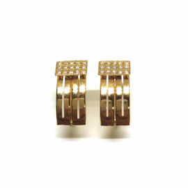 PENDIENTE ORO 18KT BANDAS CON CIRCONITAS PESO G1,85 D7X14MM