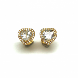 PENDIENTE ORO 18KT CORAZÓN CIRCONTIAS PESO G1,6 D9X9MM