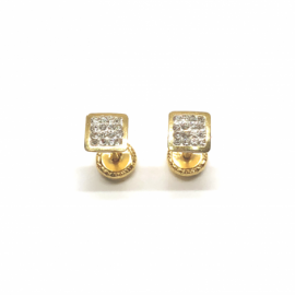 PENDIENTE ORO 18KT BEBE CUADRADO CIRCONITAS D5MM PESO G0,59