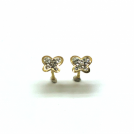 PENDIENTE ORO 18KT BEBE MARIPOSA CIRCONITAS D5X4MM PESO G0,45