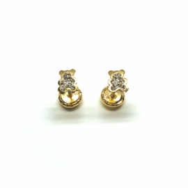 PENDIENTE ORO 18KT BEBE OSITO CIRCONITAS D5X4MM PESO G0,40