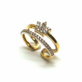 ANILLO ORO 18KT CORONA CIRCONITAS AJUSTABLE CORONA D9MM PESO G3,1