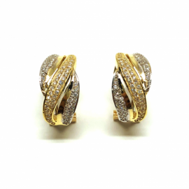 PENDIENTE ORO 18KT OLAS BICOLOR CIRCONITAS D17X8,5MM PESO G5,00