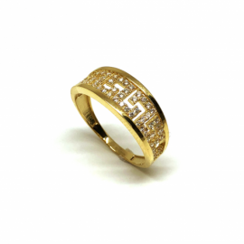 ANILLO ORO 18KT GRECA CIRCONITAS D7,5MM PESO G3,20