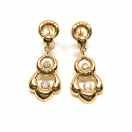 PENDIENTES ORO 18KT CRIOLLAS CIRCONITAS PESO 2,0G D31X12MM