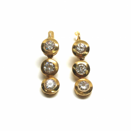 PENDIENTES ORO 18KT CHATON CIRCONITAS PESO 2,3G D25X7MM