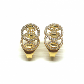 PENDIENTES ORO 18KT CIRCULOS CIRCONITAS D15,5X9,75MM PESO G3,45 