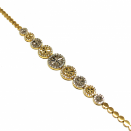 PULSERA ORO 18KT MARGARITAS CIRCONITAS 19CM D11MM PESO G7,65