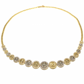 GARGANTILLA ORO 18KT MARGARITAS CIRCONITAS 45CM D12MM PESO G17,85