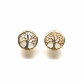 PENDIENTES ORO 18KT ARBOL VIDA NACAR D10MM PESO G1,35