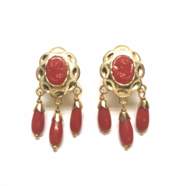 PENDIENTES ORO 18KT CARILLA TRES CHUPONES D25X10MM PESO G2,10