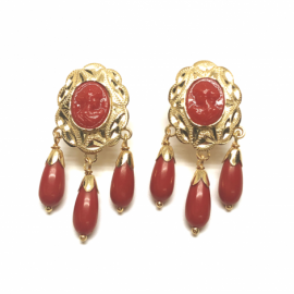 PENDIENTES ORO 18KT CARILLA TRES CHUPONES D29X12MM PESO G2,85