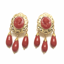 PENDIENTES ORO 18KT CARILLA TRES CHUPONES D36X18MM PESO G3,80