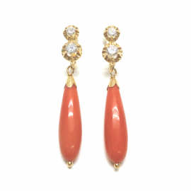 PENDIENTES ORO 18KT CORAL FINO CIRONITAS D42X6MM PESO G4,90