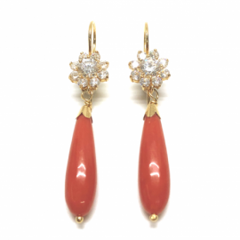 PENDIENTES ORO 18KT CUAJO CORAL FINO D42X8,75MM PESO G5,00