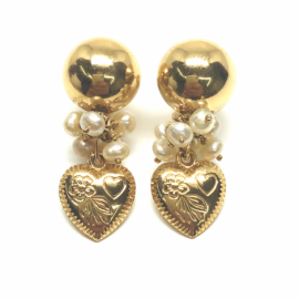 PENDIENTES ORO 18KT MEDIABOLA CORAZON D30X11MM PESO G5,10