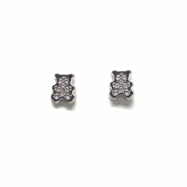 PENDIENTES ORO 18KT BEBE OSITO CIRCONITAS D6,5X5MM PESO G0,55