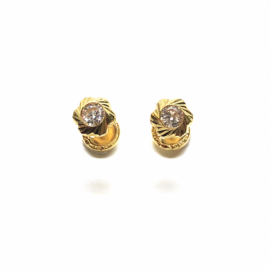 PENDIENTE ORO 18KT BEBE FLOR TALLADA D5MM PESO G0,60