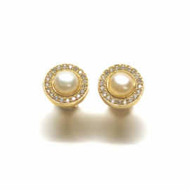 PENDIENTES ORO 18KT AUREOLA PERLA D9MM PESO G1,80