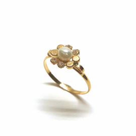 ANILLO ORO 18KT PERLA D8MM PESO G0,95