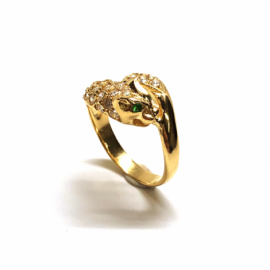 ANILLO ORO 18KT PANTERA CIRCONITAS D17X13MM PESO G4,55