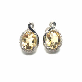 PENDIENTES PLATA 925 RODIDADA PIEDRA NATURAL D18X11MM PESO G4,90